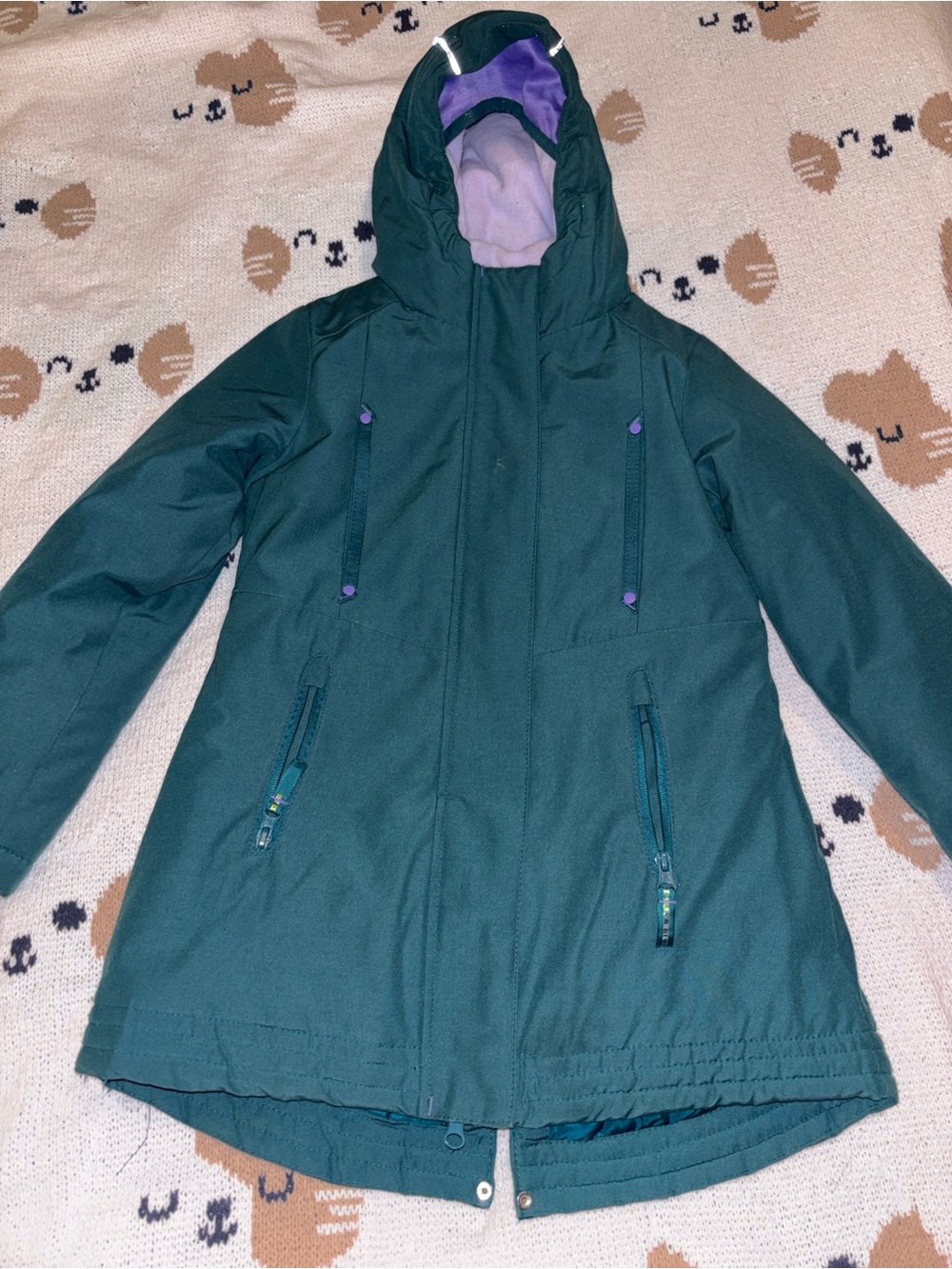 Champion Kids Dark Green Jacket with Purple Lining
